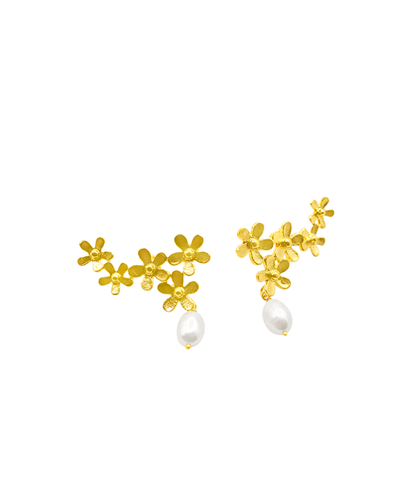 Daisy Branch Pearl Earrings