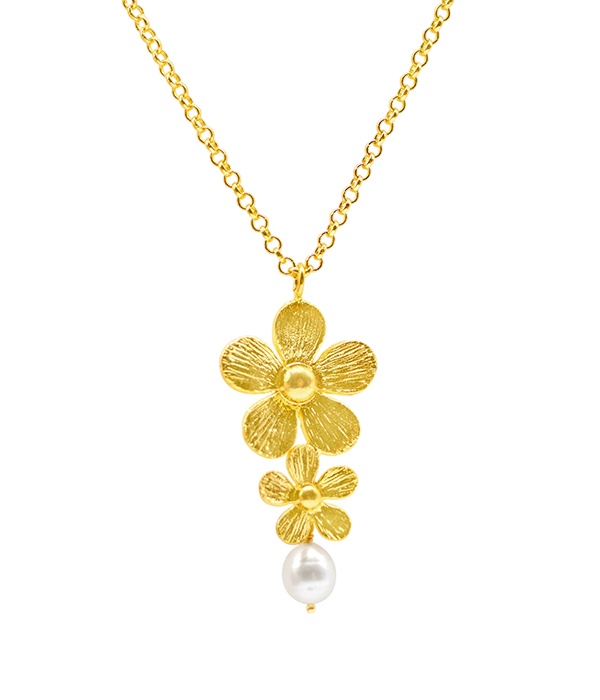 Daisy Pearl Drop Pendant Chain