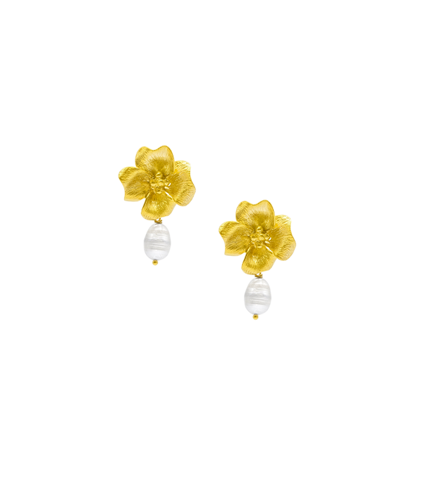 French Rose Pearl Drop Earrings