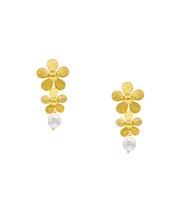 Daisy Double Pearl Earrings