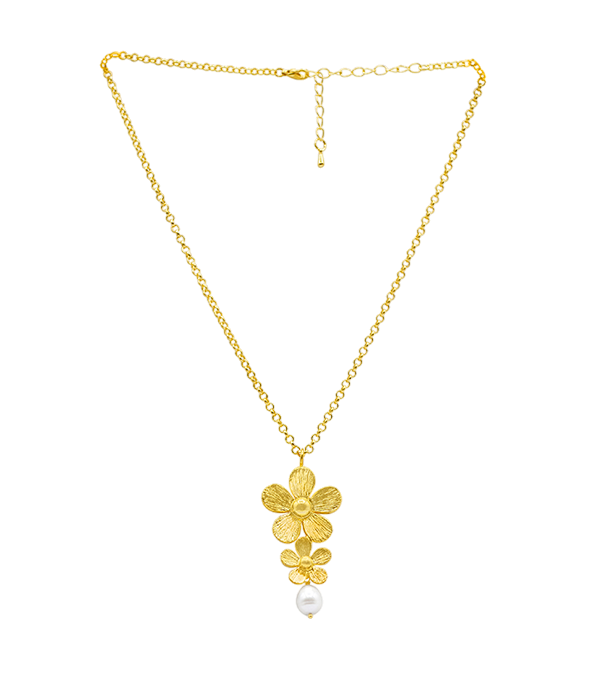 Daisy Pearl Drop Pendant Chain