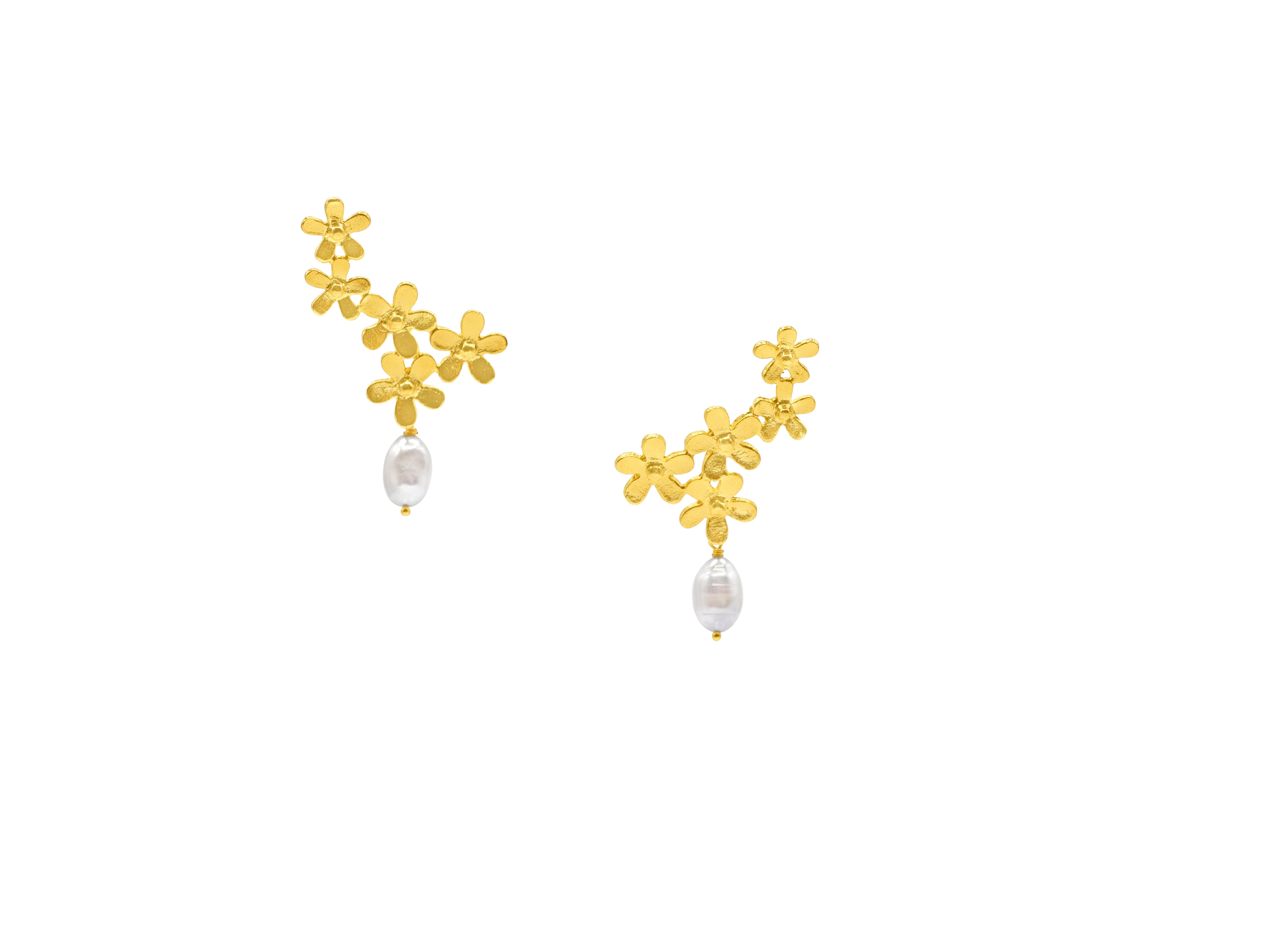 Daisy Double Pearl Earrings